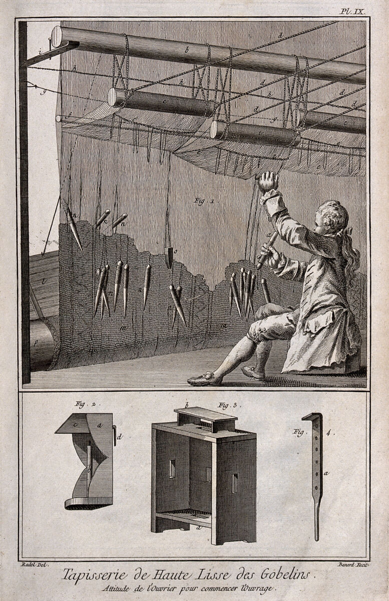 Man at tapestry loom, Wellcome Collection