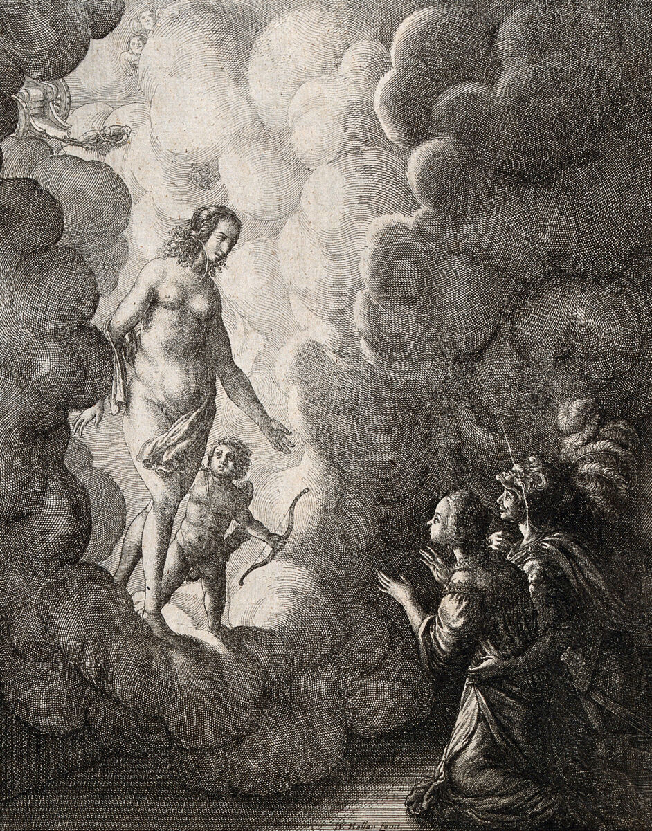 Venus and Cupid, engraving by Wenceslaus Hollar, Wellcome Collection