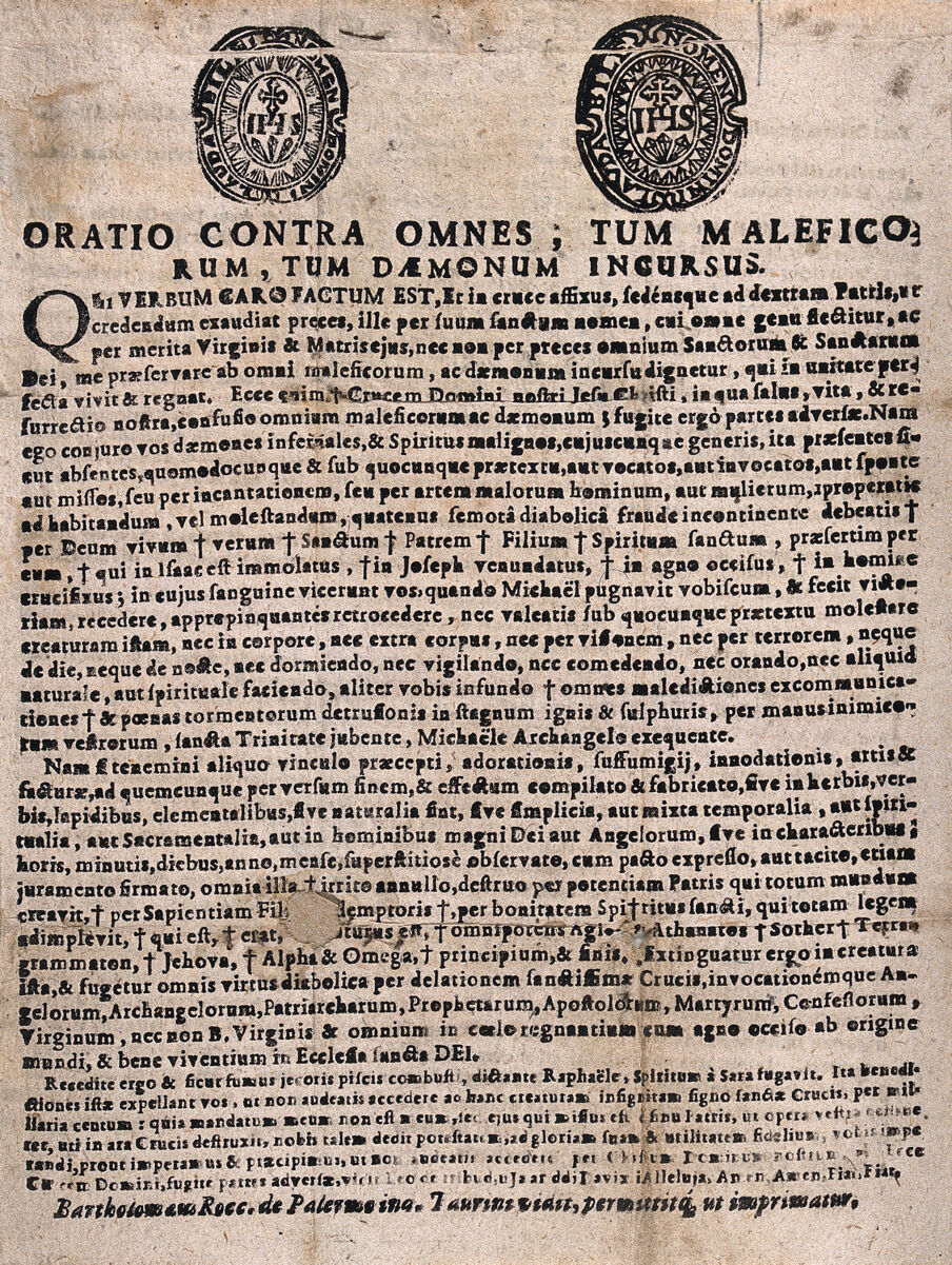 Protection against witchcraft, 1590s woodcut, Wellcome Collection